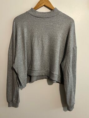 SO Gray Ribbed Mock Neck Sweater